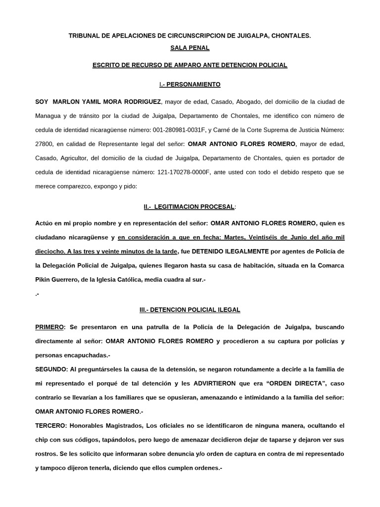 Habeas Corpus - Jose Suarez - Recurso de Amparo | PDF