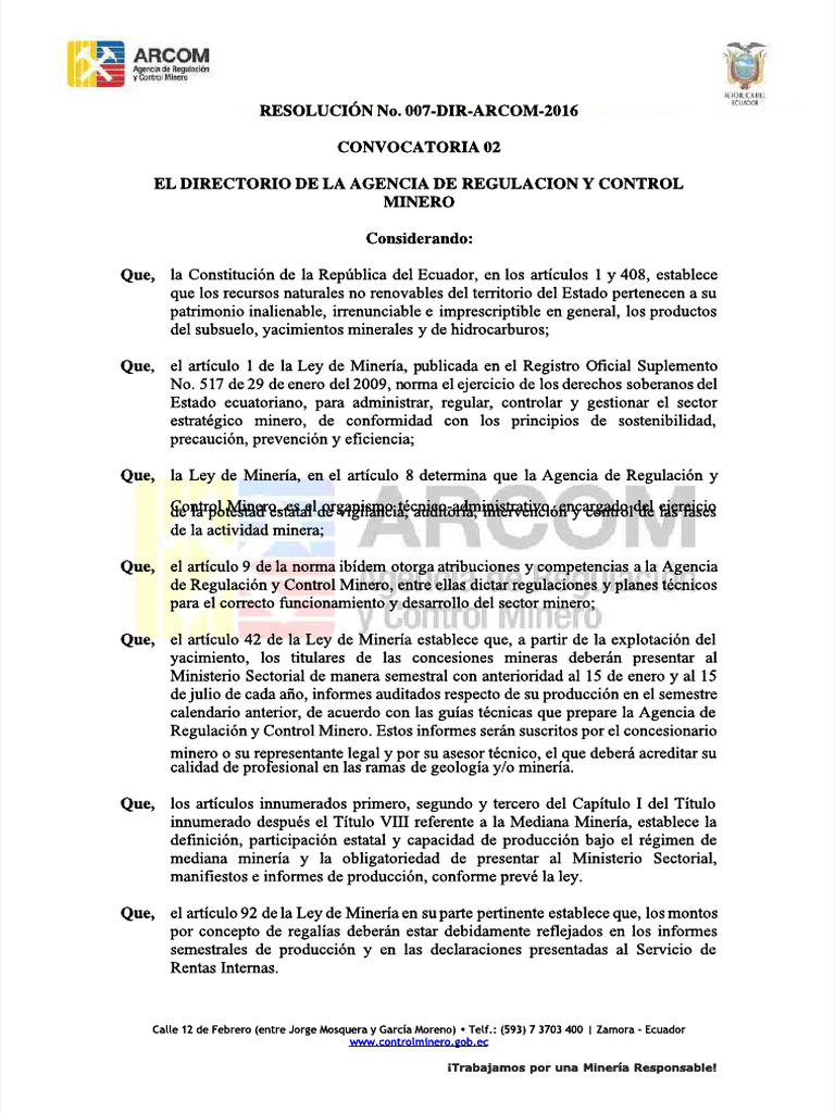 Guias Tecnicas Arcom 2016 Resolucion-no-007-Dir - Solo para Manifiestos ...