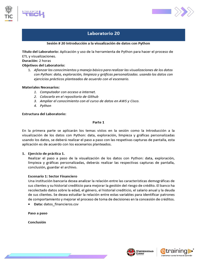 Laboratorio Sesion 20 | PDF | Laboratorios | Python (lenguaje de ...