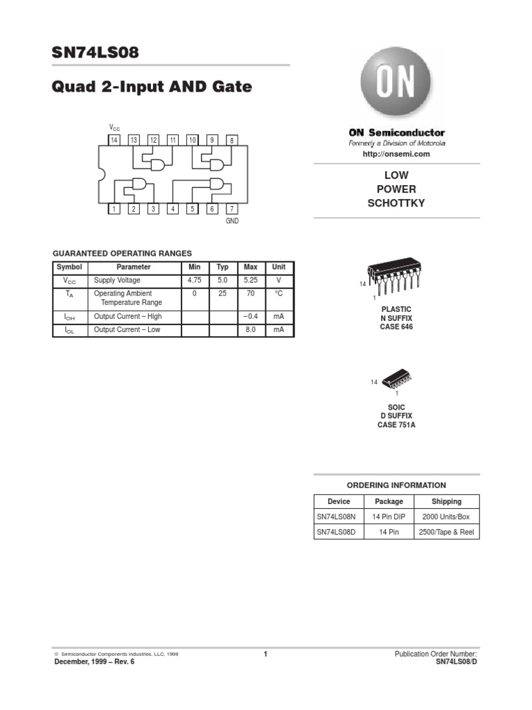 Data Sheet IC 74LS08 PDF Manufactured Goods