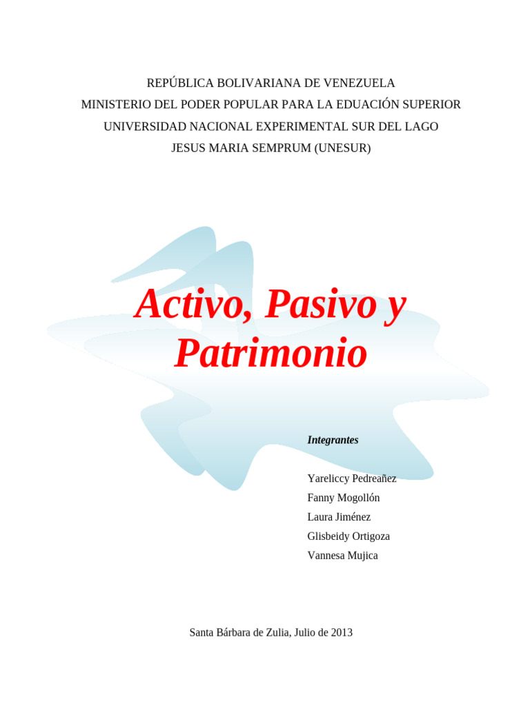 Contab - Activo Pasivo y Patrimonio | PDF | Hoja de balance | Contabilidad