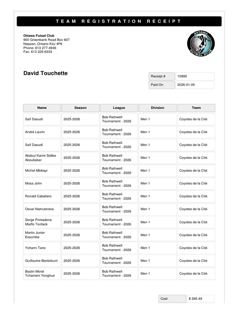 Invoice Futsal F | PDF