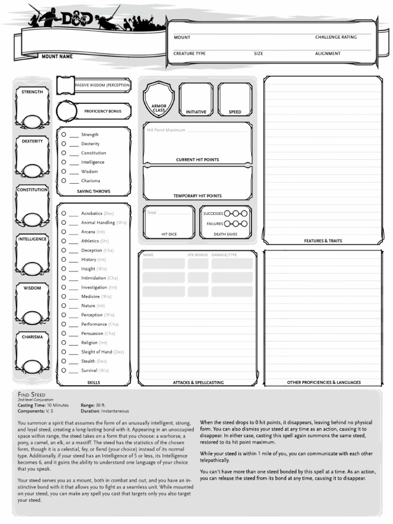 DLDM - 5E14 - Companion Sheet - Paladin Mount | PDF
