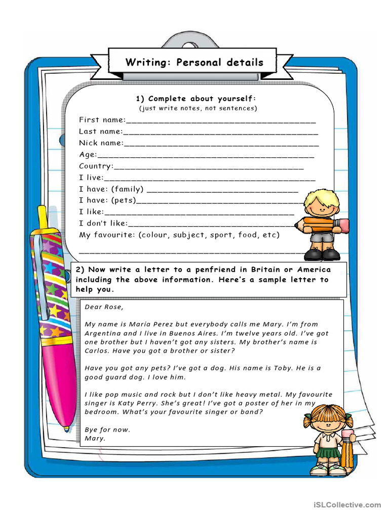 WRITING - Giving Personal Information | PDF