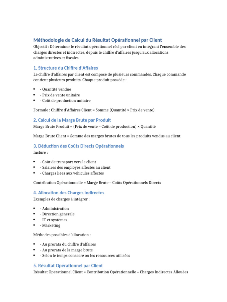 Methode Resultat Operationnel Client | PDF