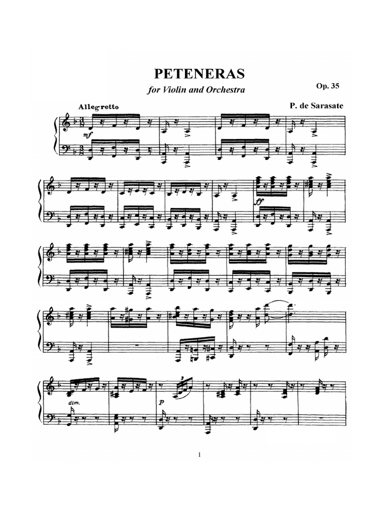 Sarasate-Peteneras For Violin and Orch Op 35 - Piano | PDF