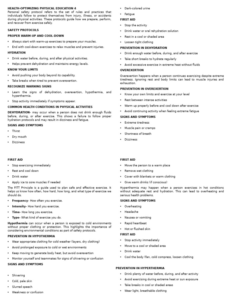 Review Material Hope 4 4th Quarter | PDF | Dehydration | Hyperthermia