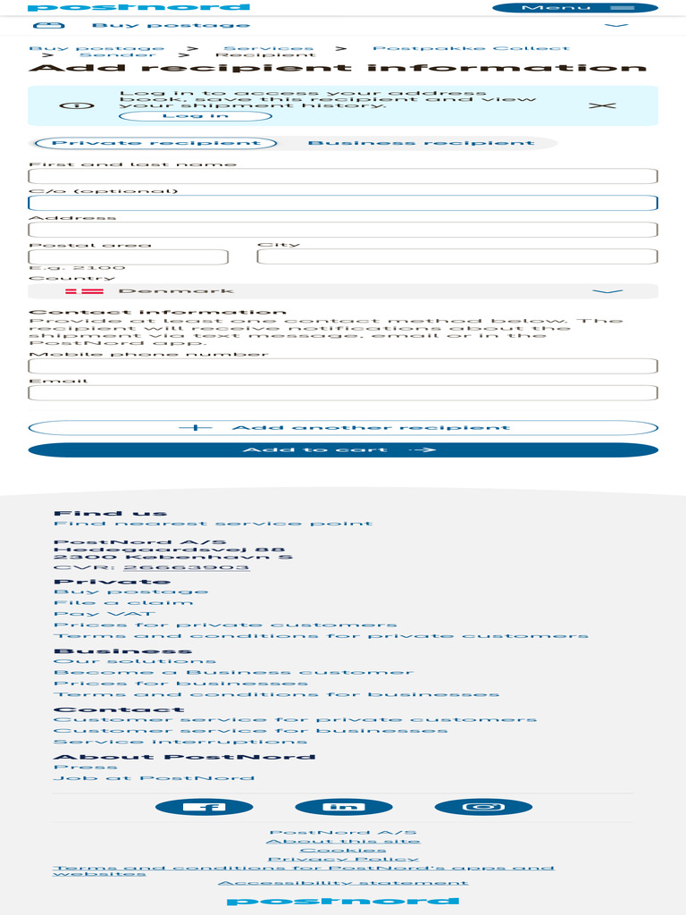 Recipient - Buy Postage PostNord | PDF