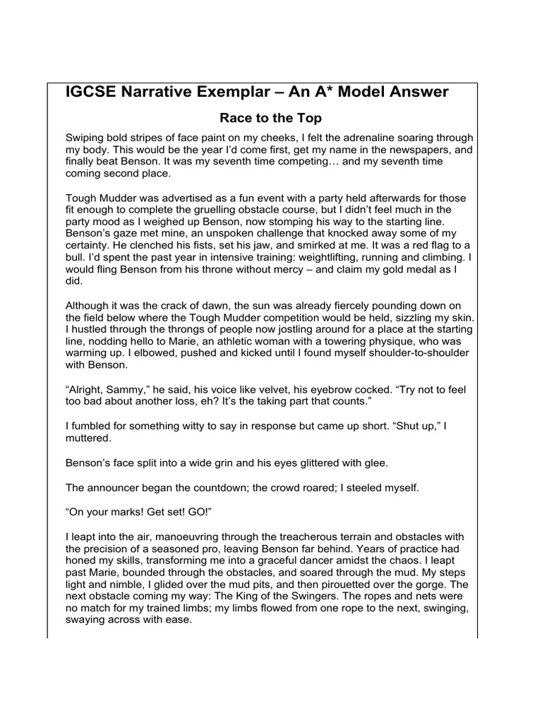 IGCSE Narrative Exemplar-1 | PDF