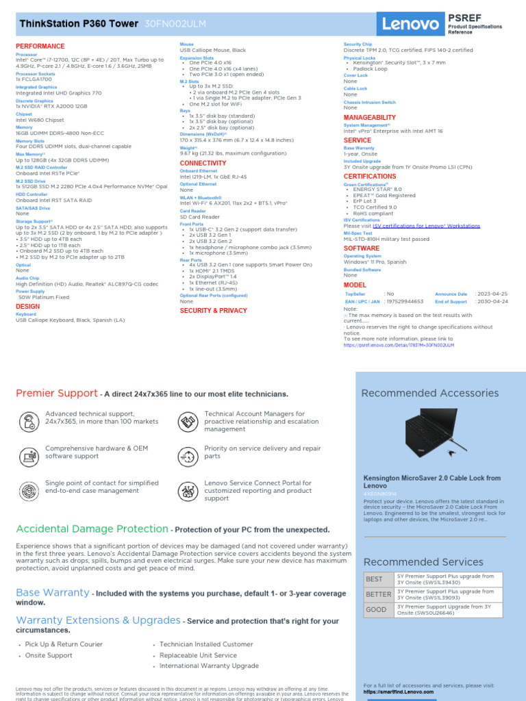 Monitor - ThinkStation P360 Tower | PDF | Computer Hardware | Computer ...