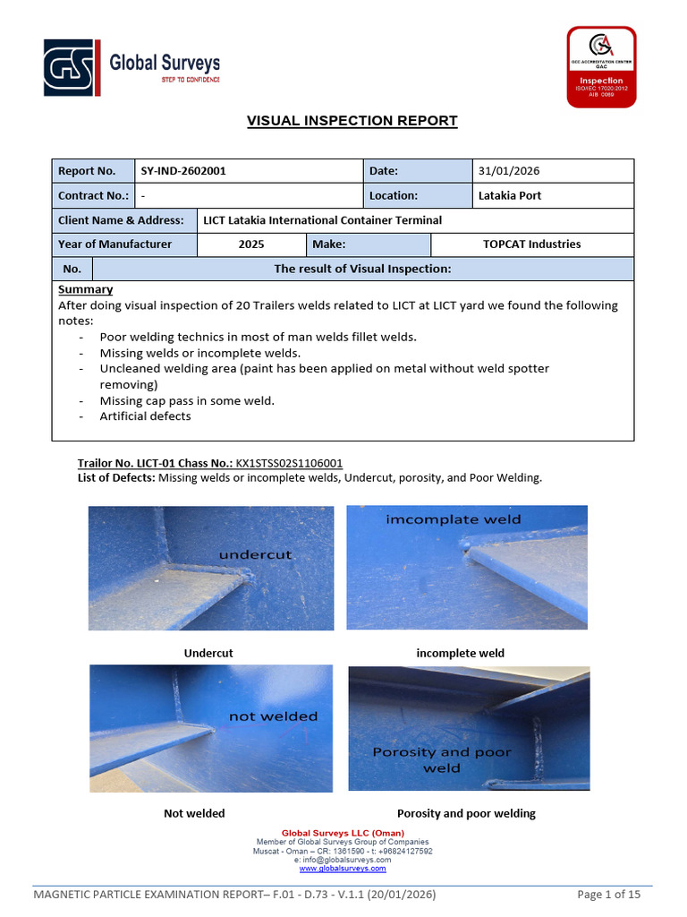 LICT Visual Inspection Report | PDF | Welding | Construction
