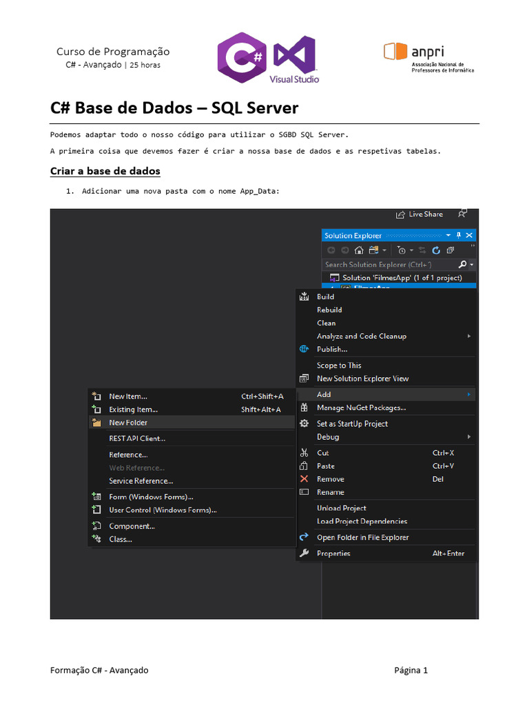 CSharp Base de Dados - Adaptação Ao SQLServer | PDF | C Sharp ...