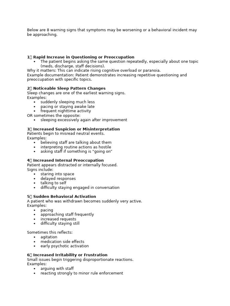 8 Warning Signs Behavioral Incident | PDF