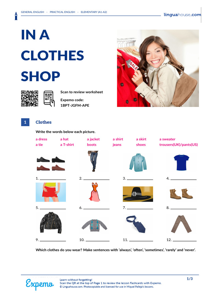 In A Clothes Shop British English Teacher | PDF