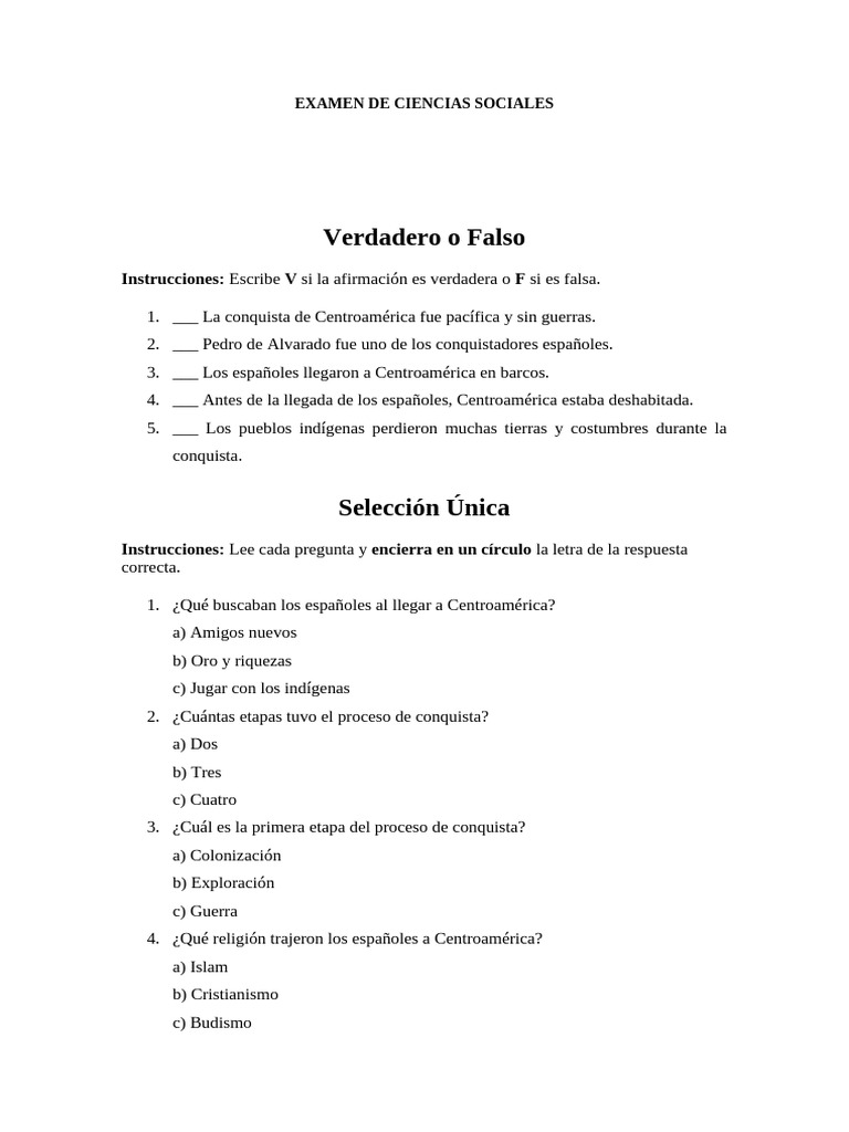 Examen de Ciencias Sociales 4to, 5to y 6to | PDF