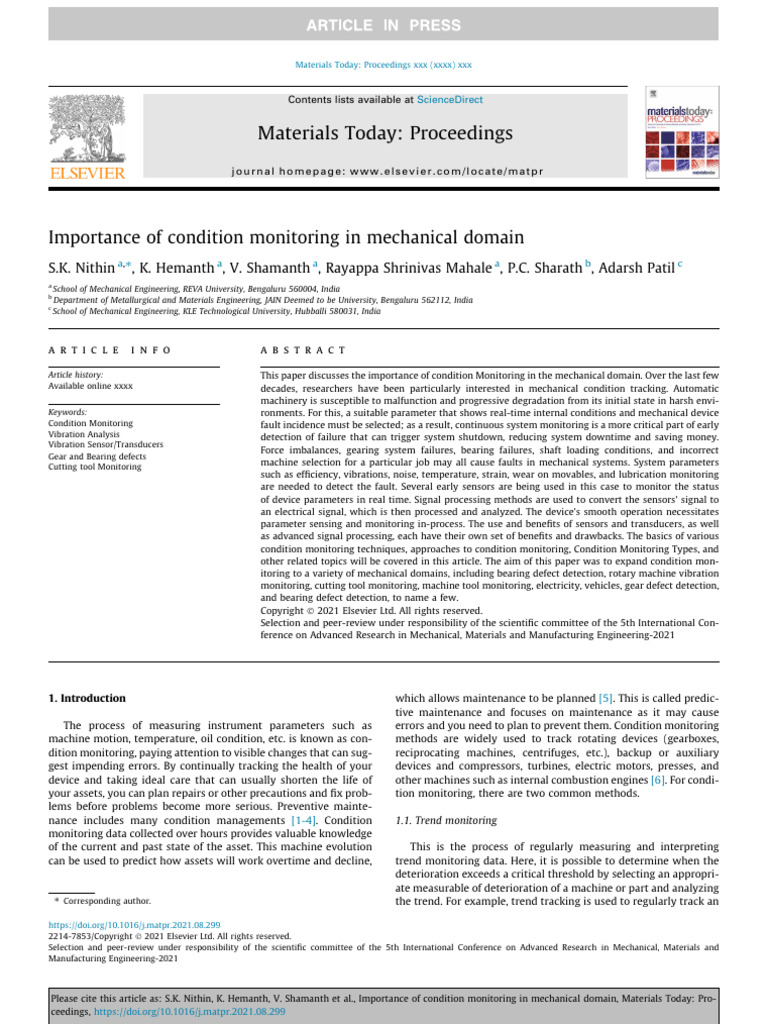 Important of Condition Monitoring in Mechanical Domain | PDF ...