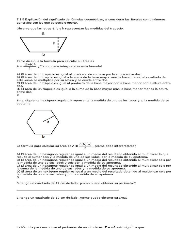 7.1.5 Exp de Fórmulas Geométricas | PDF | Zona | Geometría