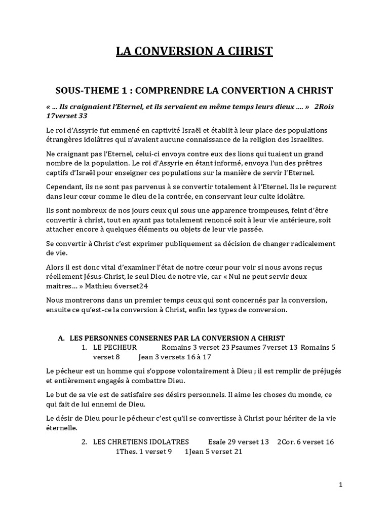 La Conversion A Christ | PDF