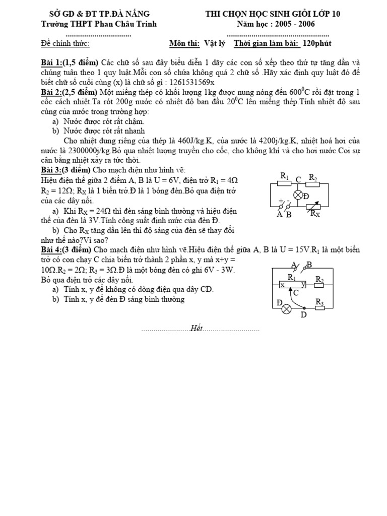 Tuyen Sinh Vao Lop 10 Chuyen Li Phan Chau Trinh DaNang 0506 | PDF