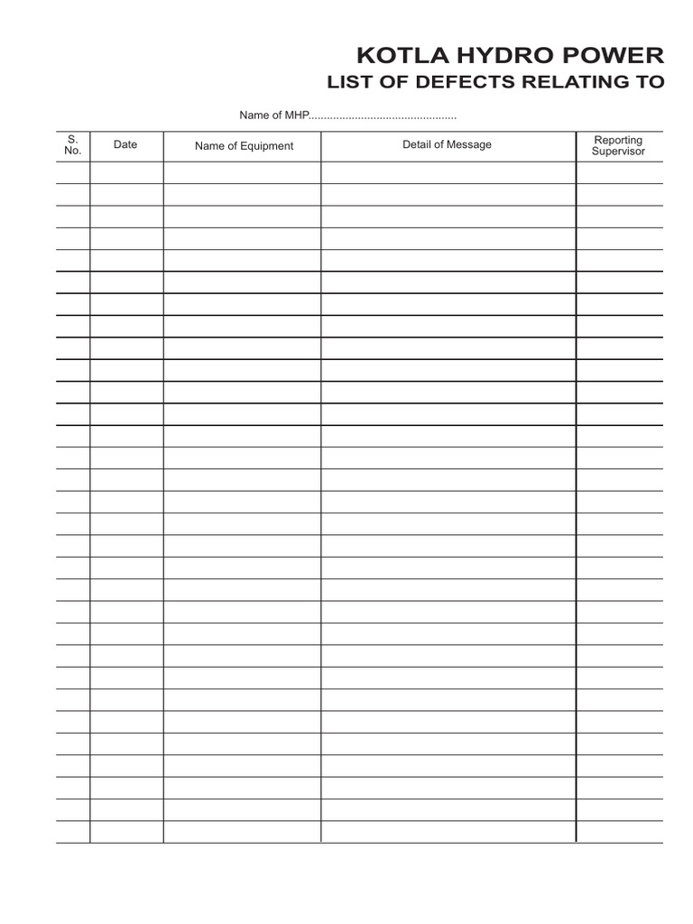 Defects Register | PDF