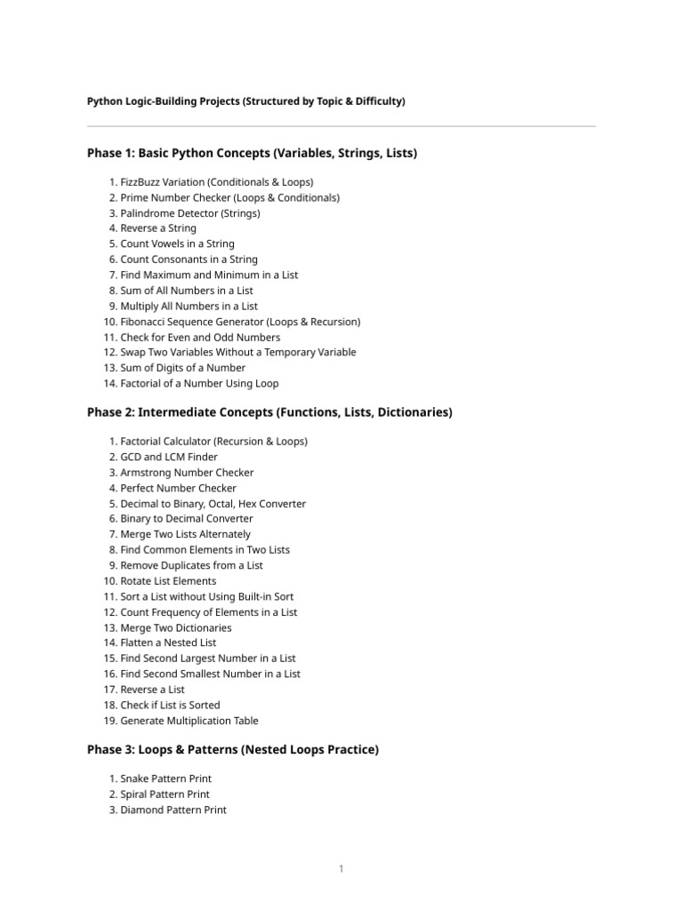 Python Logic Projects | PDF