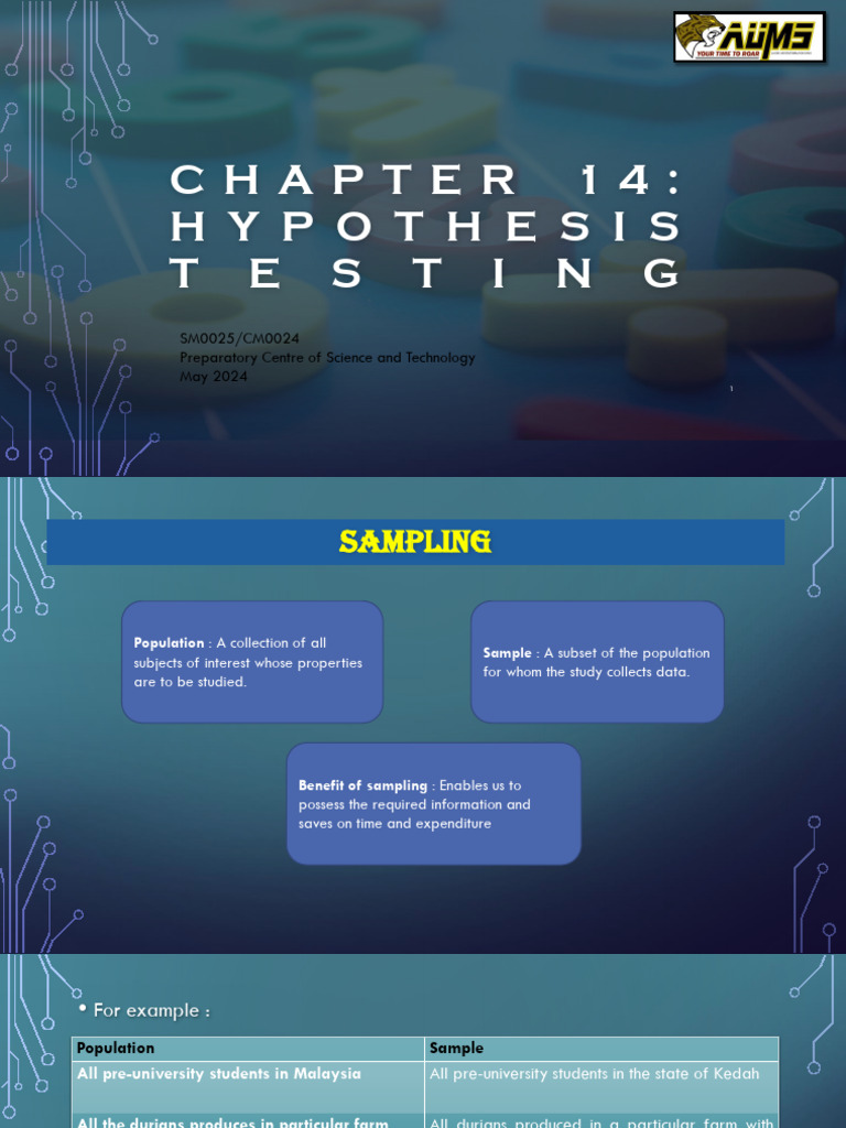 Chapter 15 Sampling and Hypothesis Testing | PDF