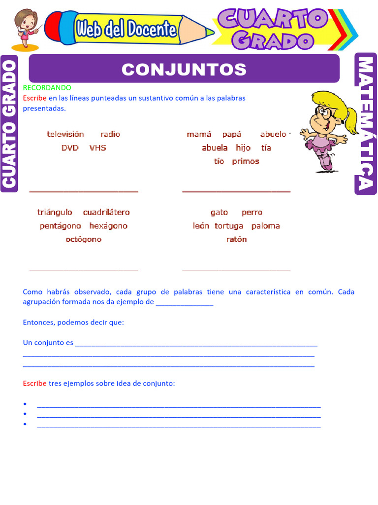 Introducción A Los Conjuntos para Cuarto Grado de Primaria | PDF ...