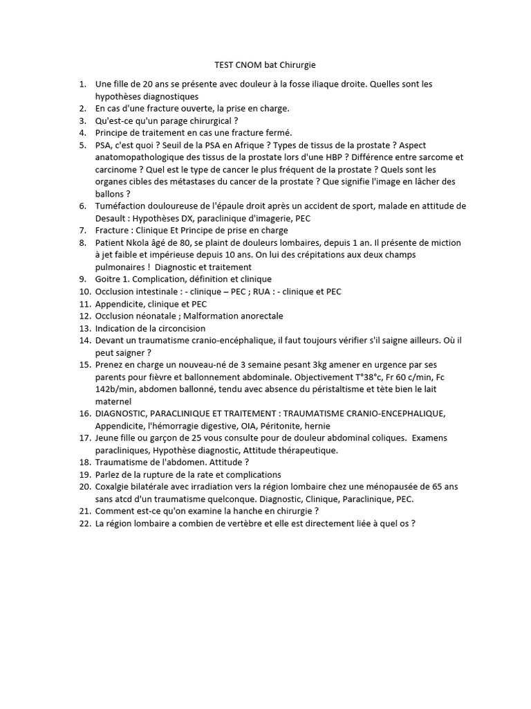 TEST CNOM Bat Chirurgie | PDF
