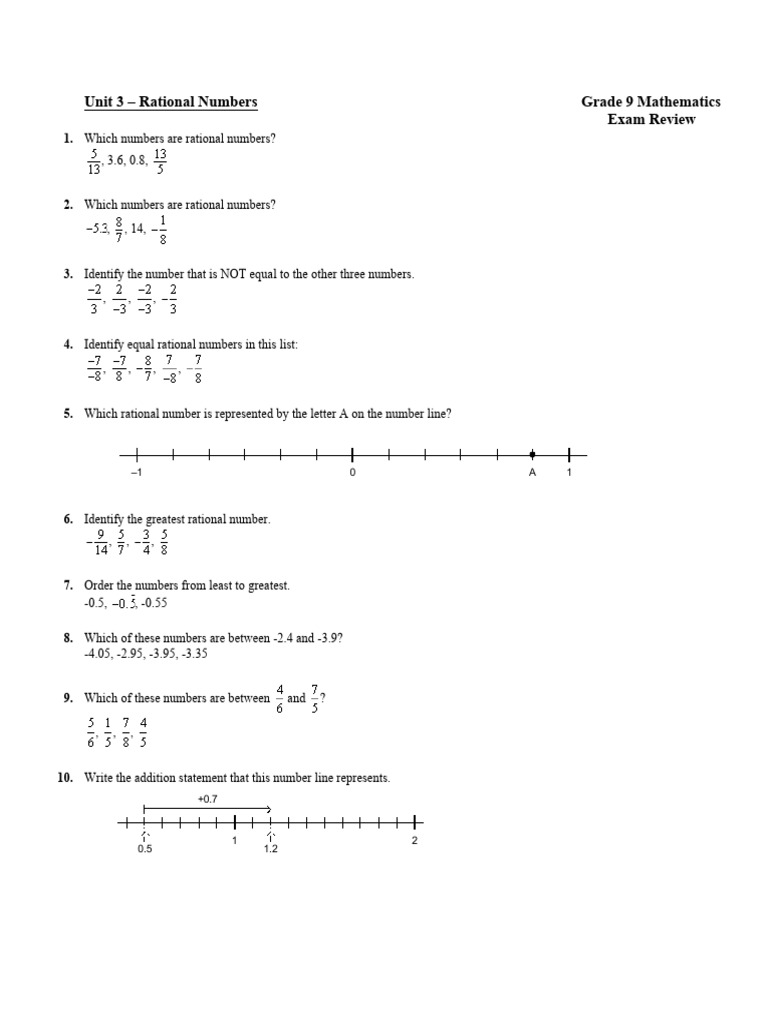 Grade 9 Math Unit 3 Exam Review | PDF