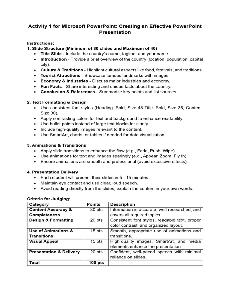 Activity 1 For Microsoft PowerPoint | PDF