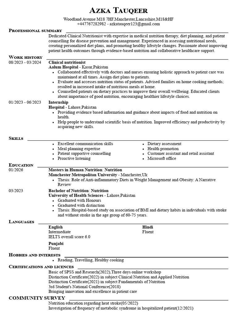 Azka Tauqeer CV 2 | PDF