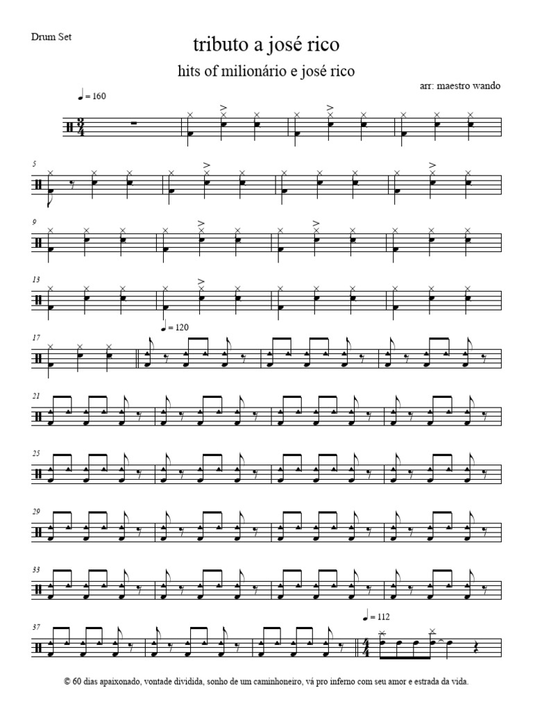 Tributo A Ze Ü Rico Teste - Drum Set | PDF