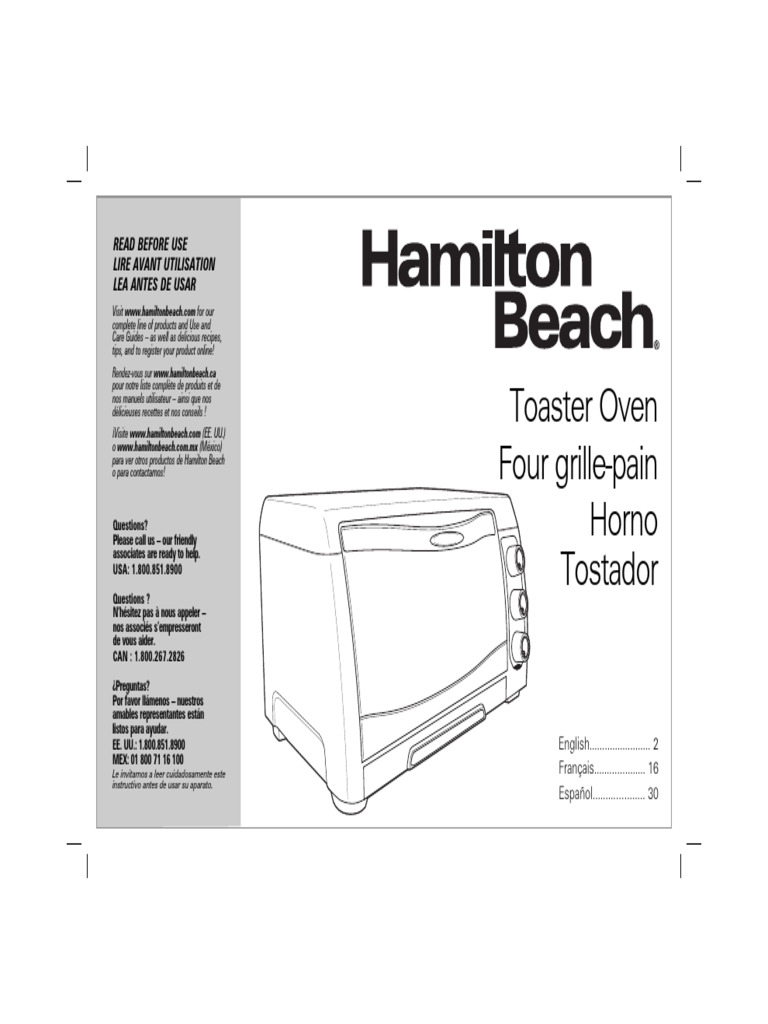 Hamilton Beach Toaster - Over 840211003 | PDF