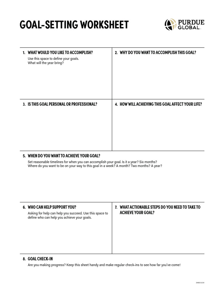 Goal Setting Worksheet | PDF