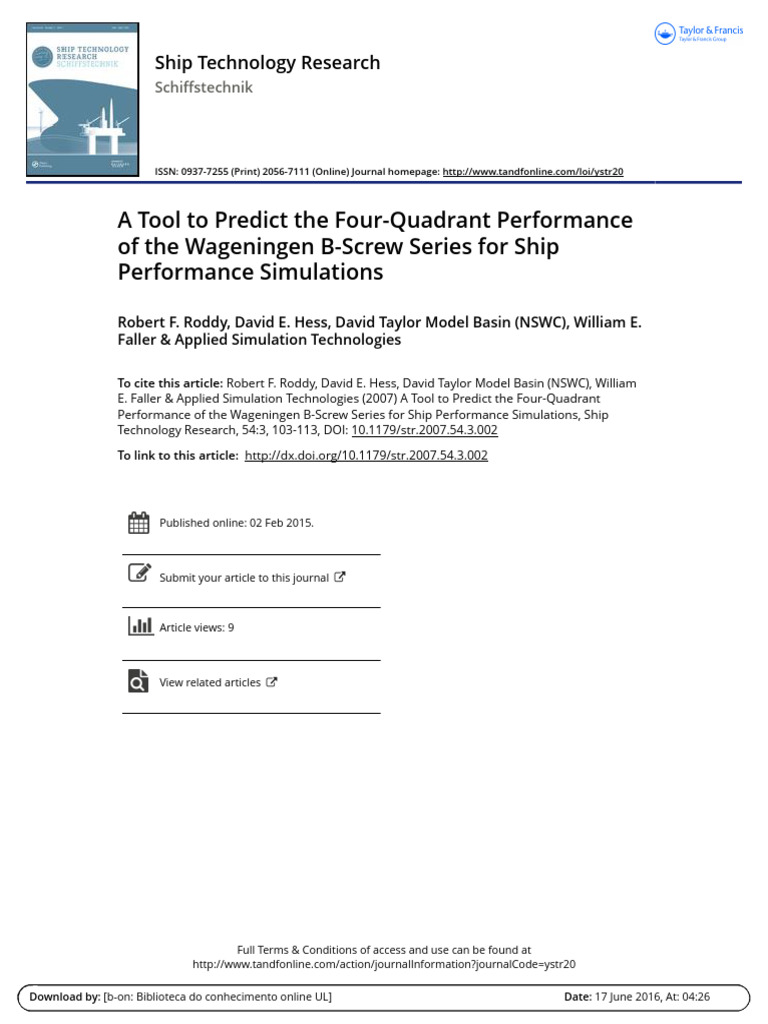 A Tool To Predict The Four Quadrant Performance of The Wageningen B ...