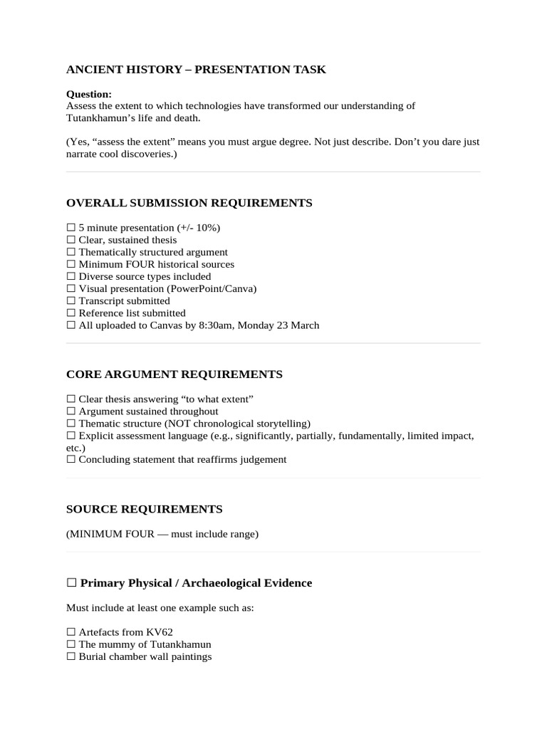 Ancient History Checklist | PDF