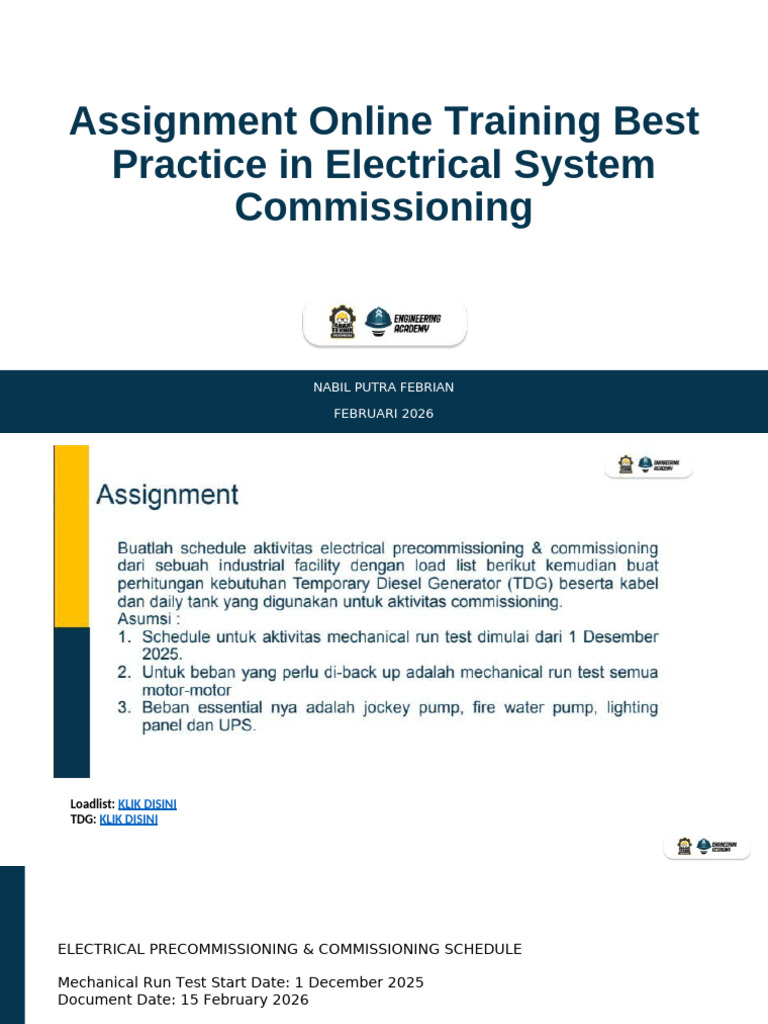 Assignment - Best Practice in Electrical System Commissioning | PDF