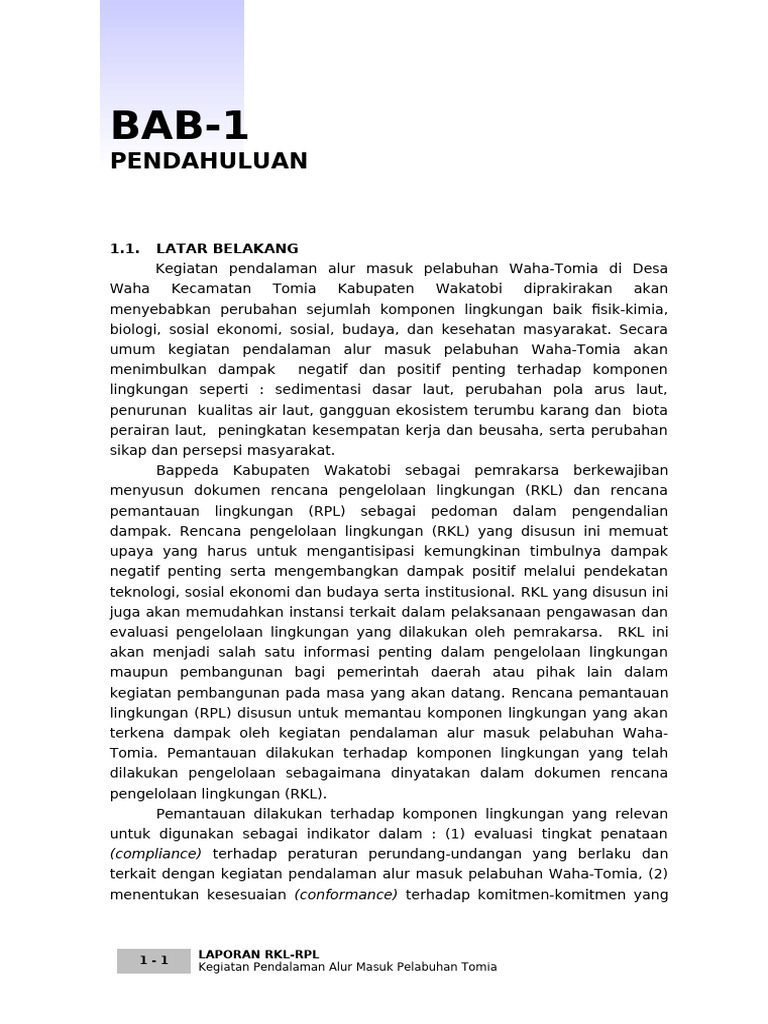BAB-1 RKL RPL Tomia | PDF