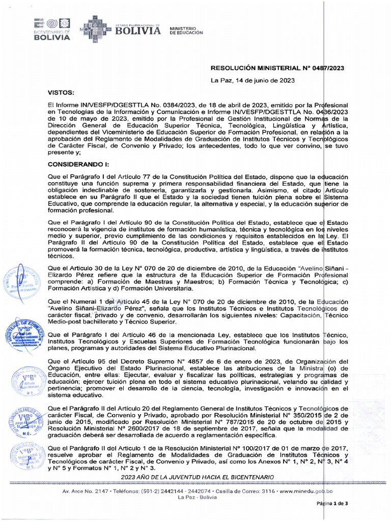 RM 487 Reglamentomodalidades | PDF