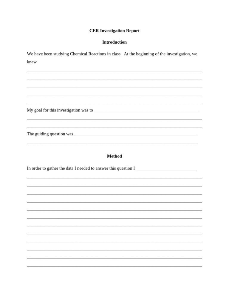 CER Lab Report Template | PDF