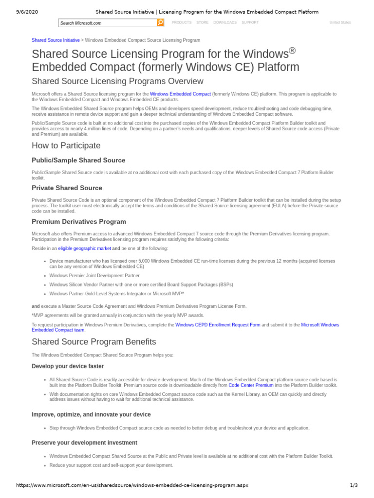 Shared Source Initiative - Licensing Program For The Windows Embedded ...
