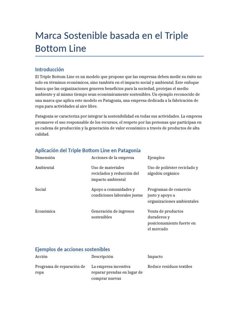 Triple Bottom Line Patagonia | PDF