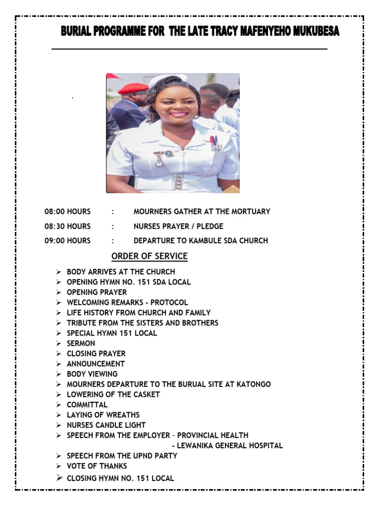 Burial Programe For Late Tracy - 260317 - 190231 | PDF