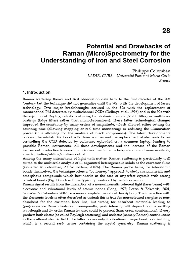 Potential and Drawbacks of Raman Micro Spectrometry For The ...