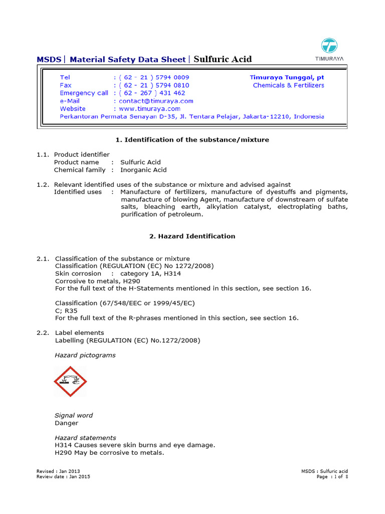 Sulfuric - Acid2 Battery Grade | PDF