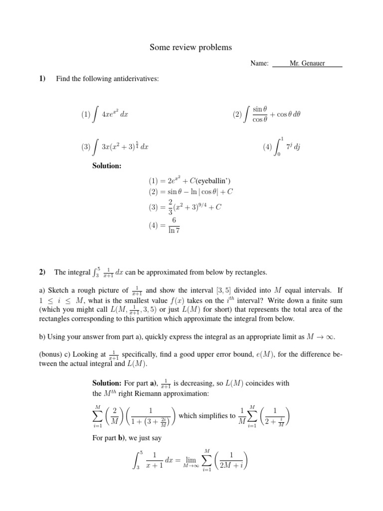 Review Problem Answers | PDF