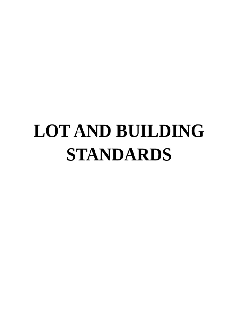 Lot and Building Standards | PDF