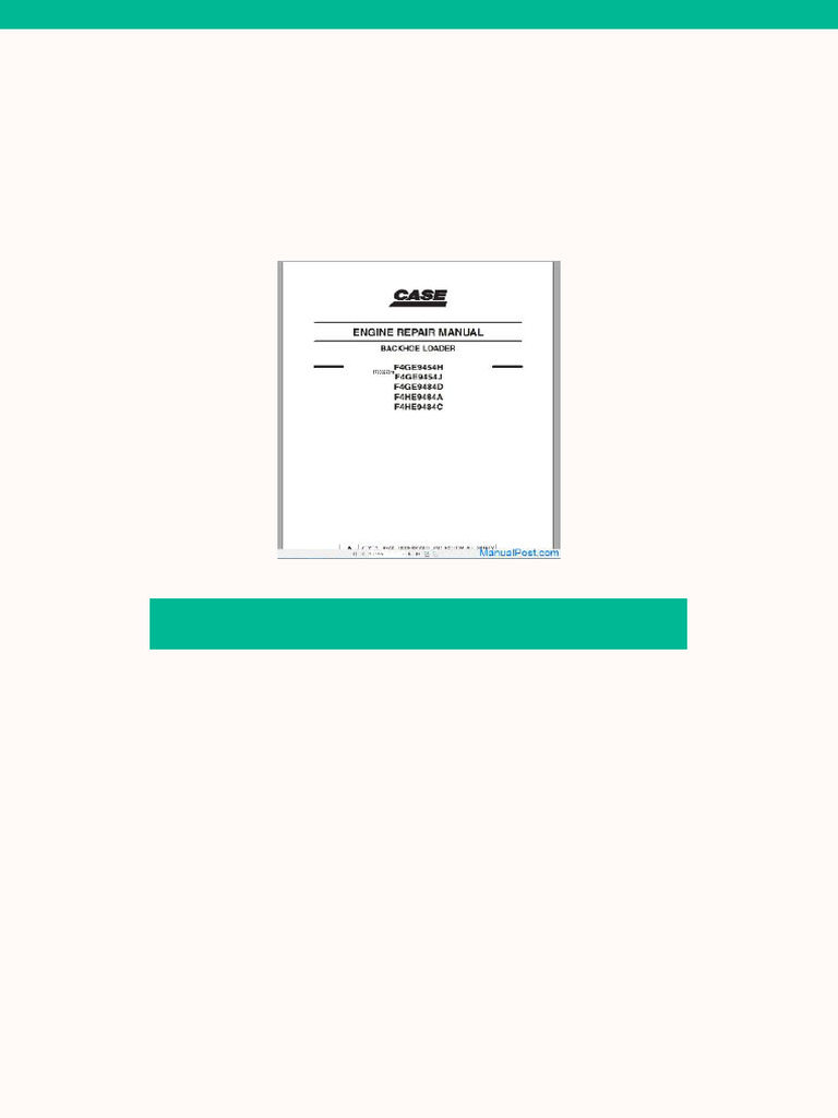 Case Ih Backhoe Loader Engine Repair Manual 87630273na | PDF