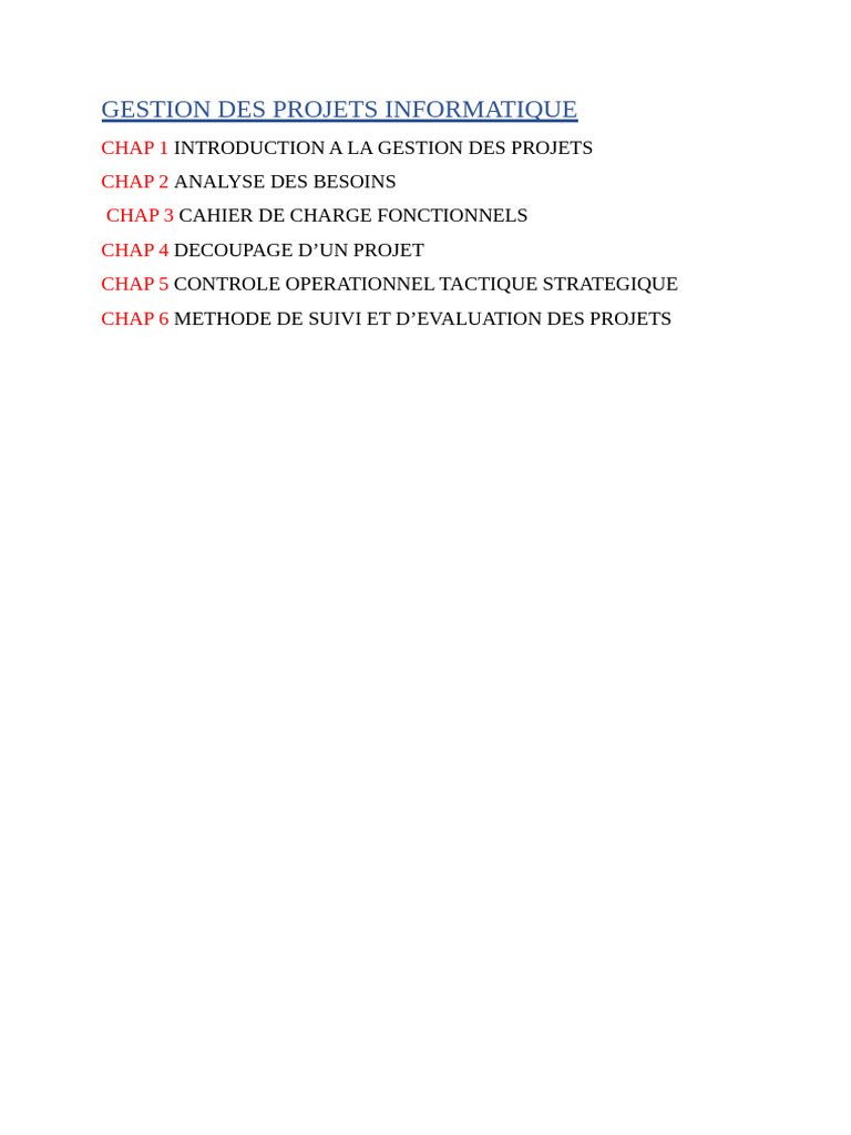 Gestion Des Projets Informatique | PDF