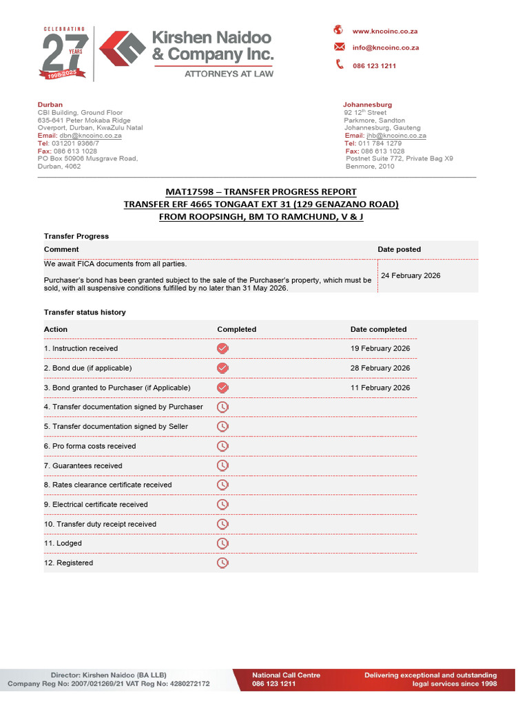 Mat17598 - Transfer Progress Report | PDF